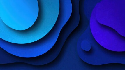 Abstract layered shapes in shades of blue and purple.
