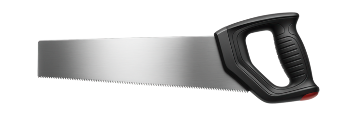 Handheld universal saw with a straight, 18-inch blade and a rubberized grip for a home DIY toolbox.