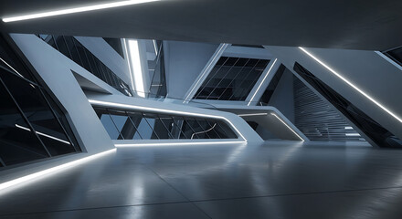 3d render of abstract modern architecture for car presantation background