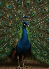 Obraz premium Vibrant peacock displaying feathers