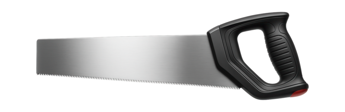 Handheld universal saw with a straight, 18-inch blade and a rubberized grip for a home DIY toolbox.