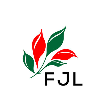 FJL Minimalist Red and Green Leaf Logo Design with FJL  Text, FJL Later Logo, Modern Nature Inspired Logo with Red and Green Leaves. 
