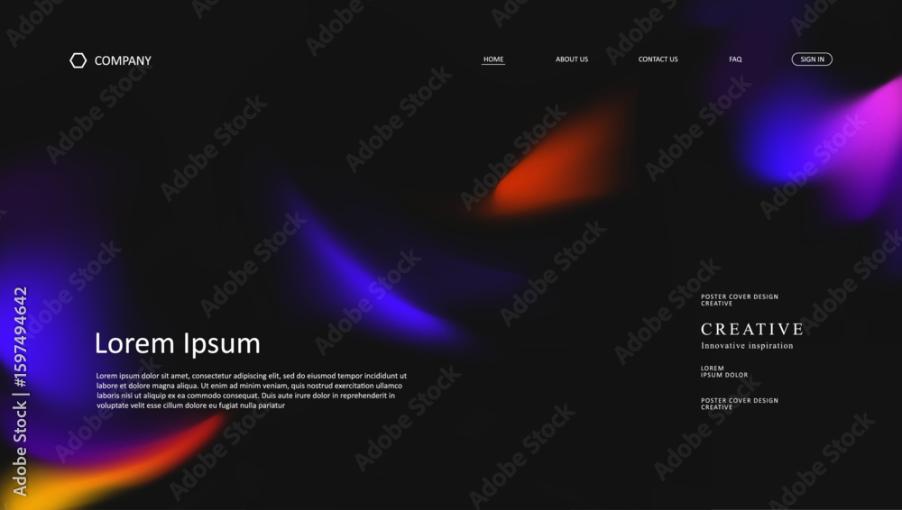 Poster abstract wave futuristic design of landing page. retro gradient mesh website design