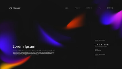 Abstract wave futuristic design of landing page. retro gradient mesh website design