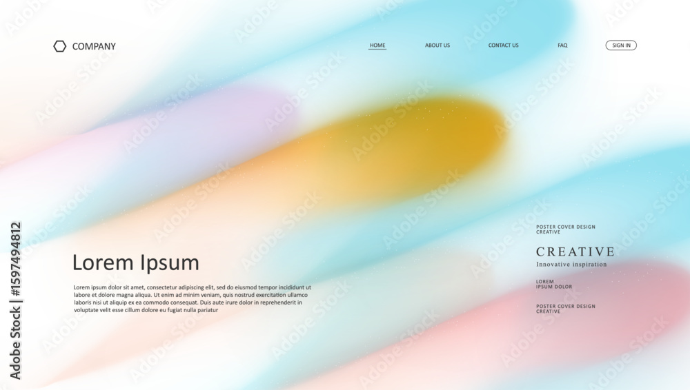 Poster abstract wave futuristic design of landing page. retro gradient mesh website design