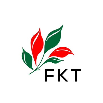 FKT Minimalist Red and Green Leaf Logo Design with FKT  Text, FKT Later Logo, Modern Nature Inspired Logo with Red and Green Leaves. 
