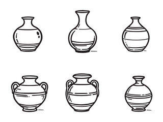 clay vase outline vector art