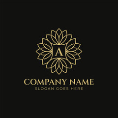 Flower with initials Luxury Minimalist Logo