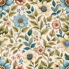 Seamless flower fabric texture flower drawing illustration