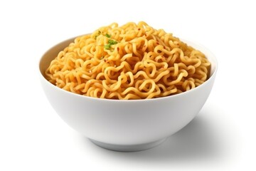 Instant noodles bowl food white background.