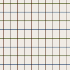 Blue, gray, green lines on beige tartan seamless pattern background. Vector