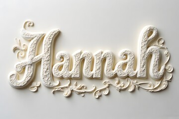 Hannah Name Decorative Wall Art with Ornate Flourishes in White Elegant Style