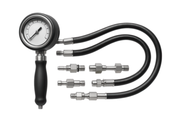 Fuel pressure test kit with hoses and adapters for fuel system diagnostics.