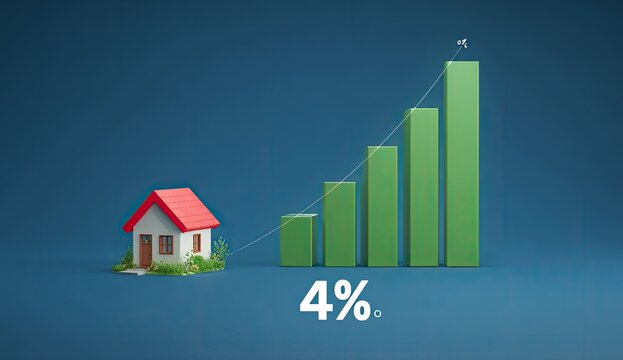 3D graphic of rising property value