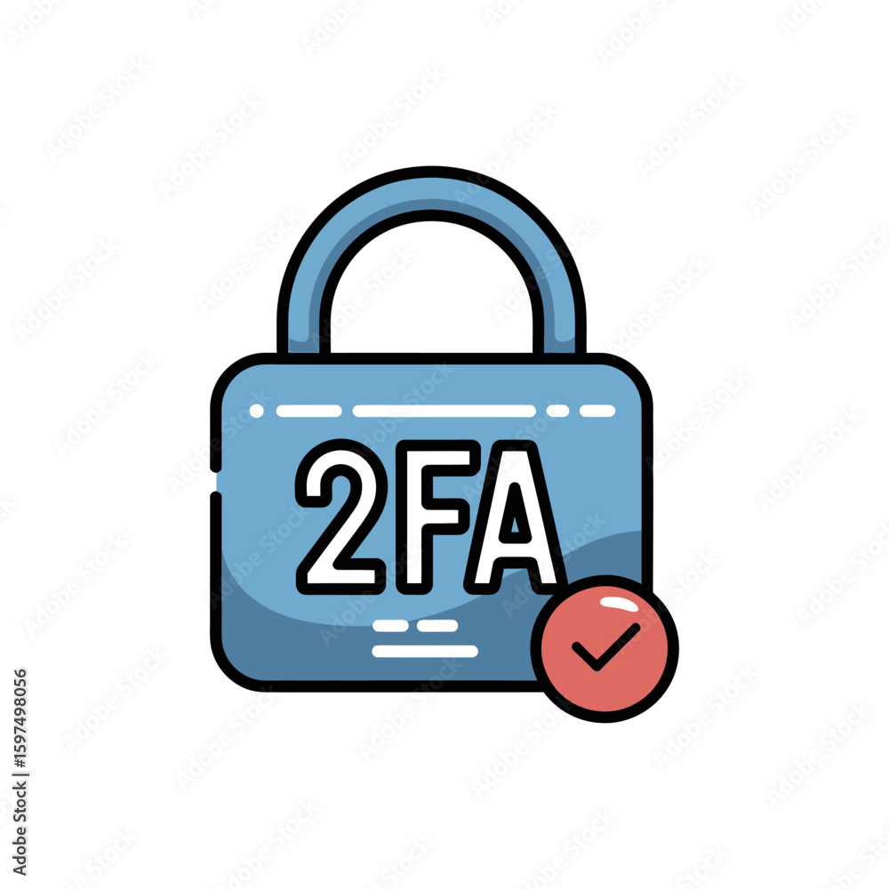 Poster two factor authentication security icon with checkmark protection and verification safety