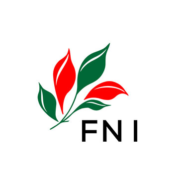 FNI Minimalist Red and Green Leaf Logo Design with FNI  Text, FNI Later Logo, Modern Nature Inspired Logo with Red and Green Leaves. 
