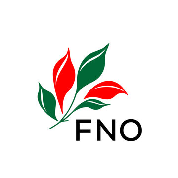 FNO Minimalist Red and Green Leaf Logo Design with FNO  Text, FNO Later Logo, Modern Nature Inspired Logo with Red and Green Leaves. 
