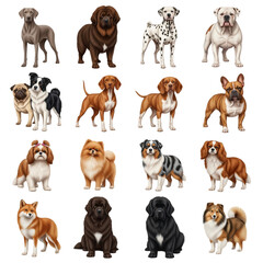 Collection of diverse dog breeds in a grid layout