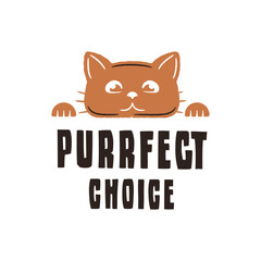 Purrfect Choice logo. Simple cat logo for pet products cat services or animal care branding. Vector illustration