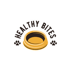 Healthy Bites Logo. Simple healthy bites logo for pet food branding, dog care packaging, snack product or blog. Vector illustration.