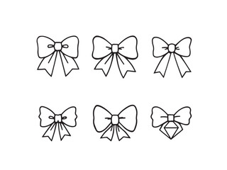 collage bow ribbon line art