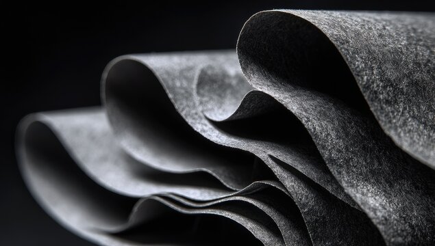 Dark gray fabric or material, tightly folded and contorted
