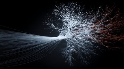 Abstract Neural Network Connection on Black Background Displaying Futuristic Technology and Communication