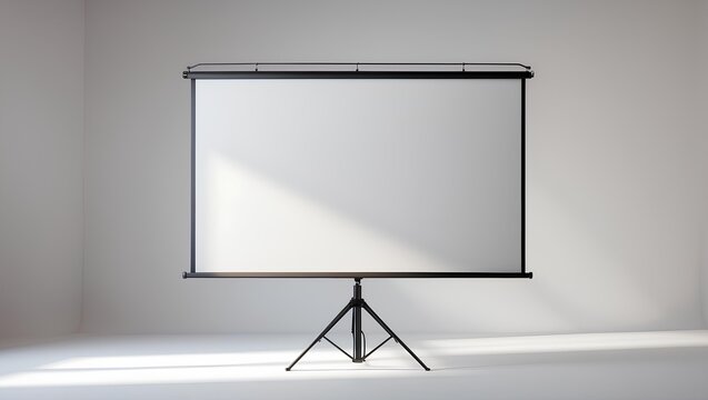White blank screen on an office wall ready for presentation - Powered by Adobe