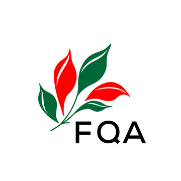 FQA Minimalist Red and Green Leaf Logo Design with FQA  Text, FQA Later Logo, Modern Nature Inspired Logo with Red and Green Leaves. 
