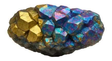 Chalcopyrite specimen displaying brassy yellow color with iridescent tarnish