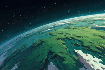 Obraz premium A stylized view of Earth from space, highlighting Europe