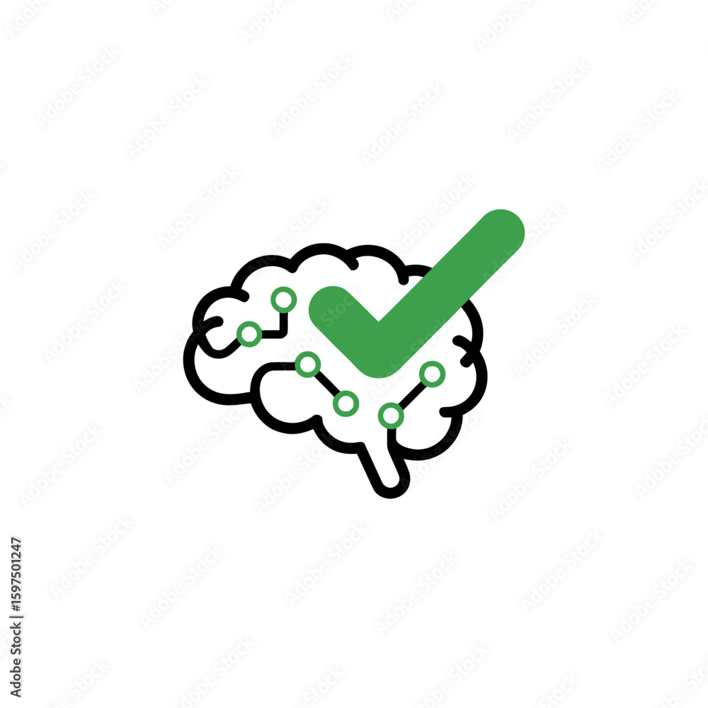 Poster smart brain correct artificial intelligence brainpower solution conceptual illustration