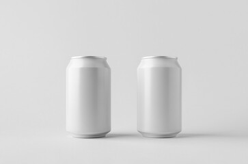 White small beer or soda aluminum can mockup.