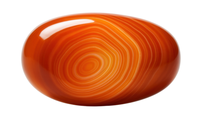 Orange carnelian agate with smooth surface and concentric banding