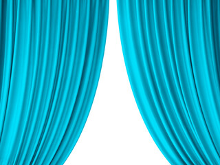 Photo of light blue stage curtain PNG transparent.