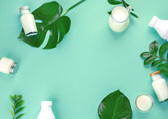 Various vegan plant based milk and ingredients.