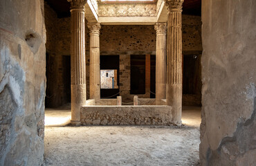 Entrance vestibule inside the of the House in Pompeii, Italy.