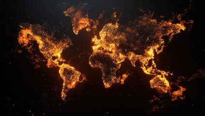 Fiery world map graphic