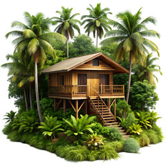 tropical resort with palm trees