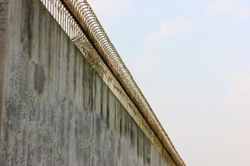 Prison Wall with Barbed Wire