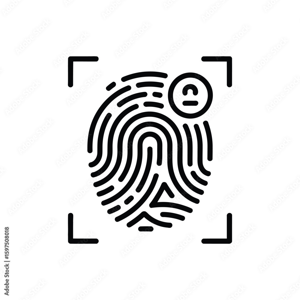 Poster modern fingerprint identification system biometric scanner technology recognition security and scann