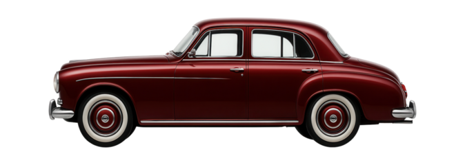 Retro-styled sedan with round headlights and whitewall tires