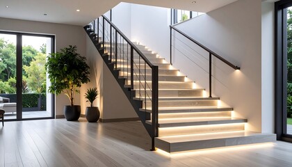 Obraz premium Modern staircase in a light-filled home