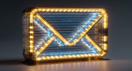 Neon Email - Cyber Communications in Digital 3D Illustration