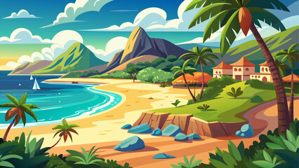 Fototapeta premium Very beautiful panoramic view of the beach