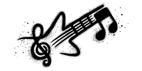 Event poster graffiti design. guitar, treble clef icon. Labels, covers, t-shirt prints, paintings.