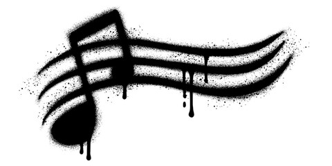 Spray Painted Graffiti Tone icon Word Sprayed isolated with a white background. graffiti Note music icon with over spray in black over white. Vector illustration.