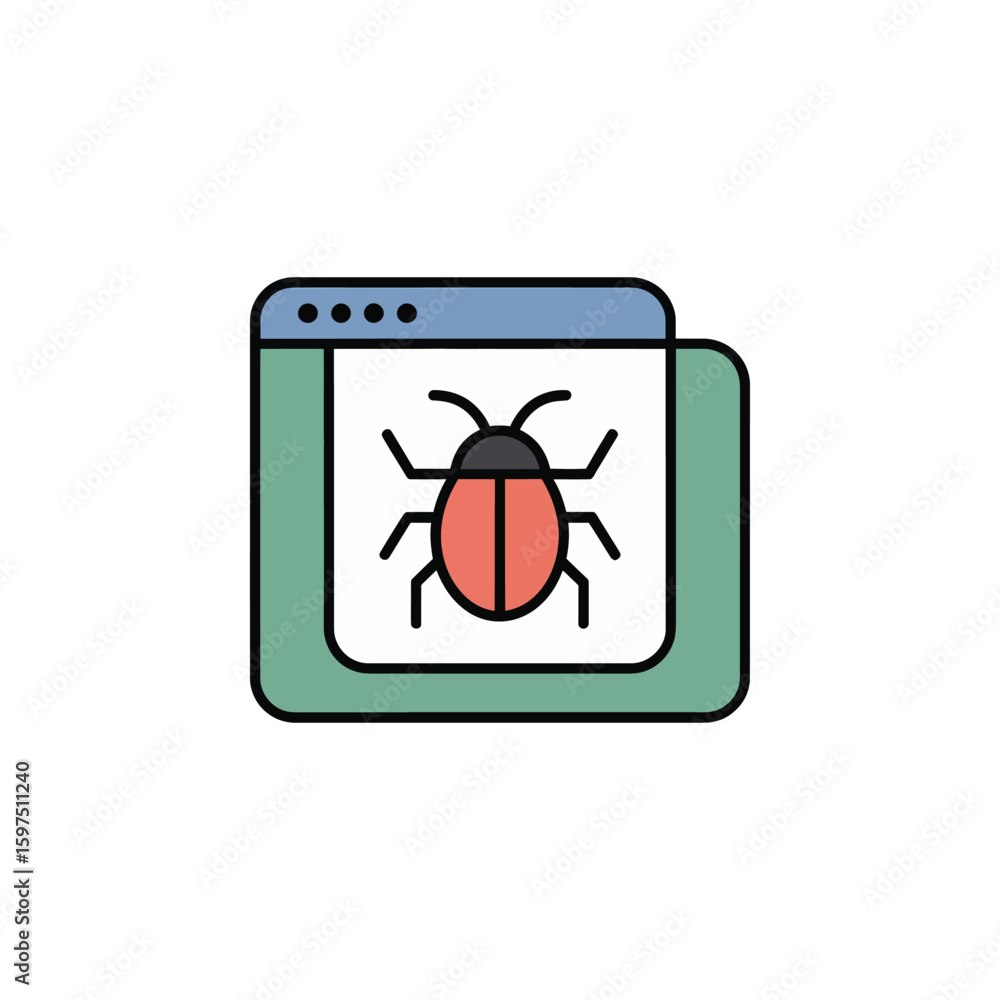 Poster bug in the system the digital danger of software vulnerabilities illustration