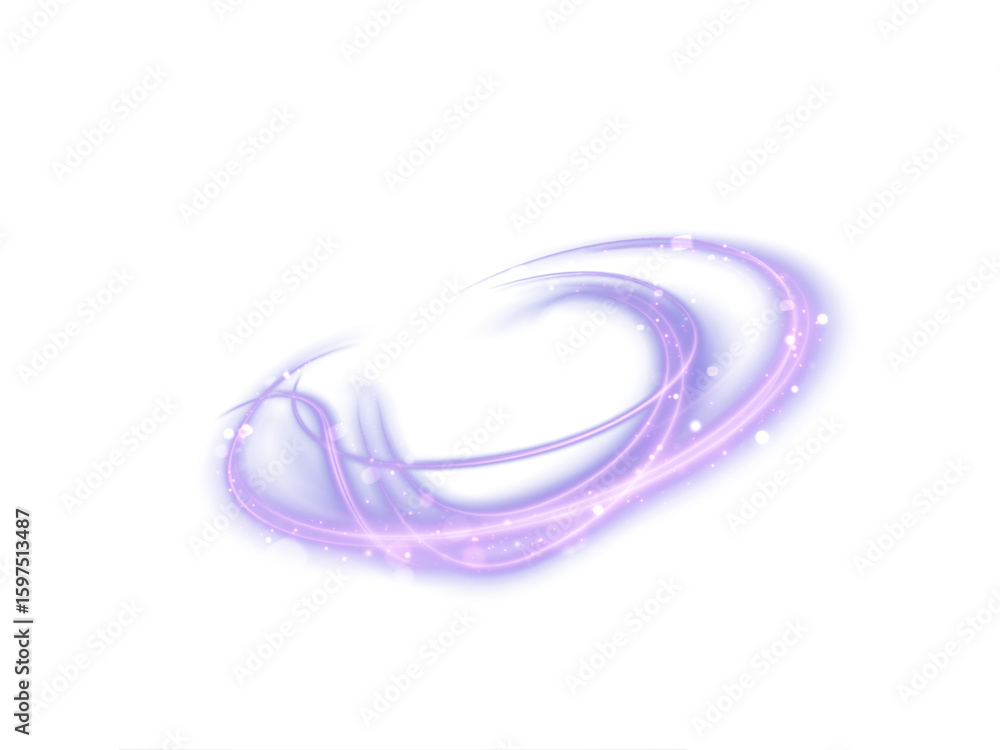 Poster shiny purple sparkling spiral with magical vector effect of magical glittering dust particles. vecto