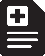 Fototapeta premium Silhouette vector of medical report with cross icon representing health records, diagnosis, and patient care.